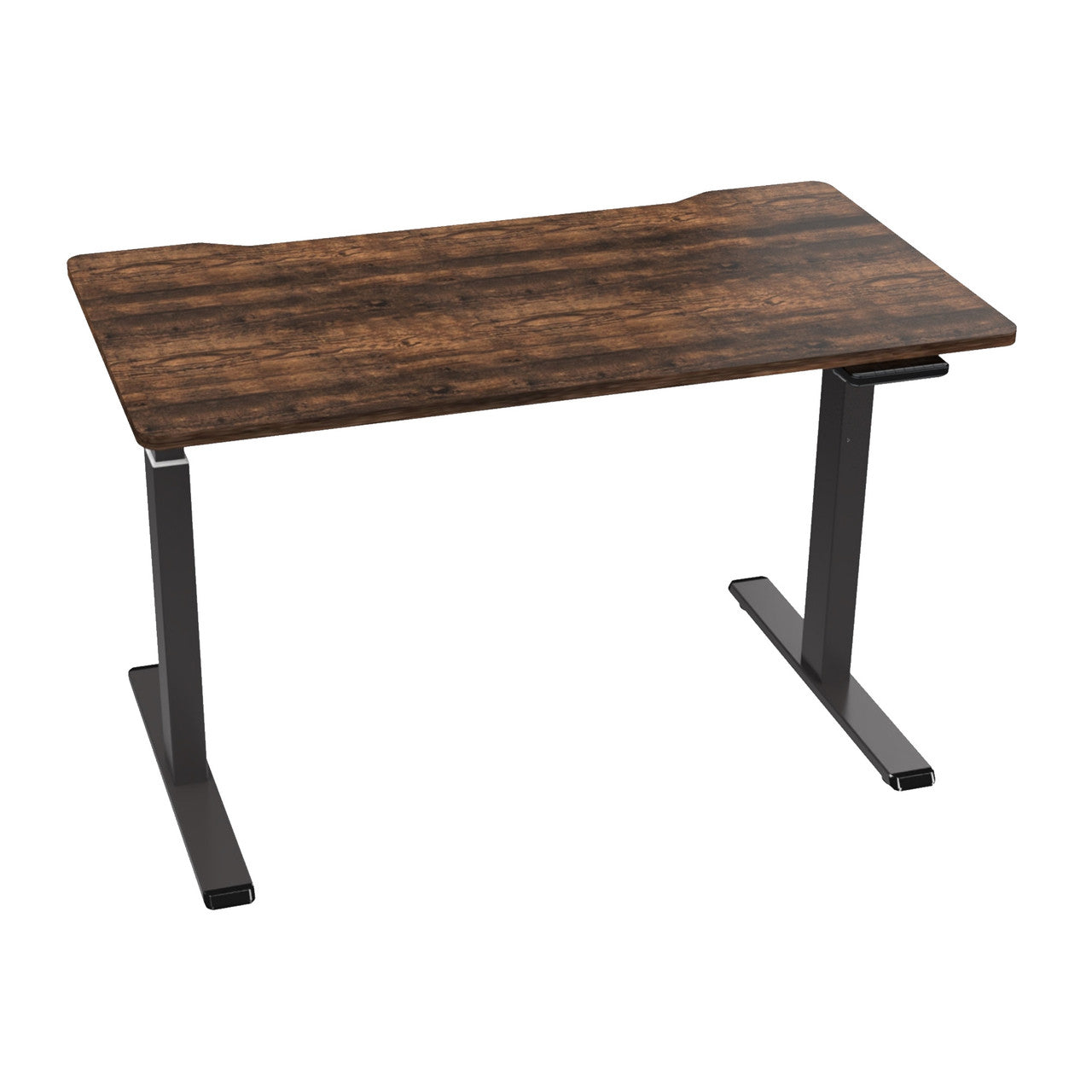 Dark Wood-Adjustable Electric Standing Desk With Matte Black Legs