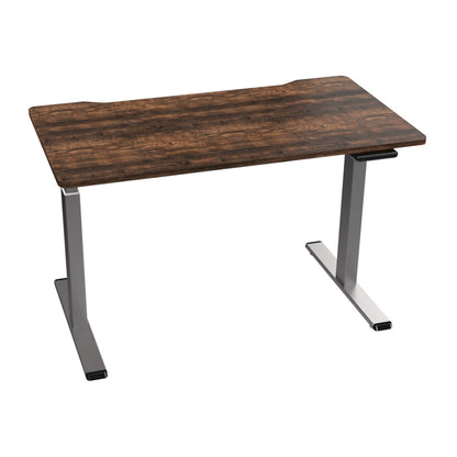 Dark Wood-Adjustable Electric Standing Desk With Matte Gray Legs