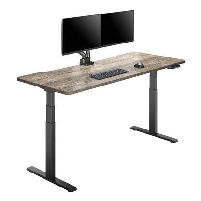 Gray Wood-Adjustable Electric Standing Desk With Matte Gray Legs