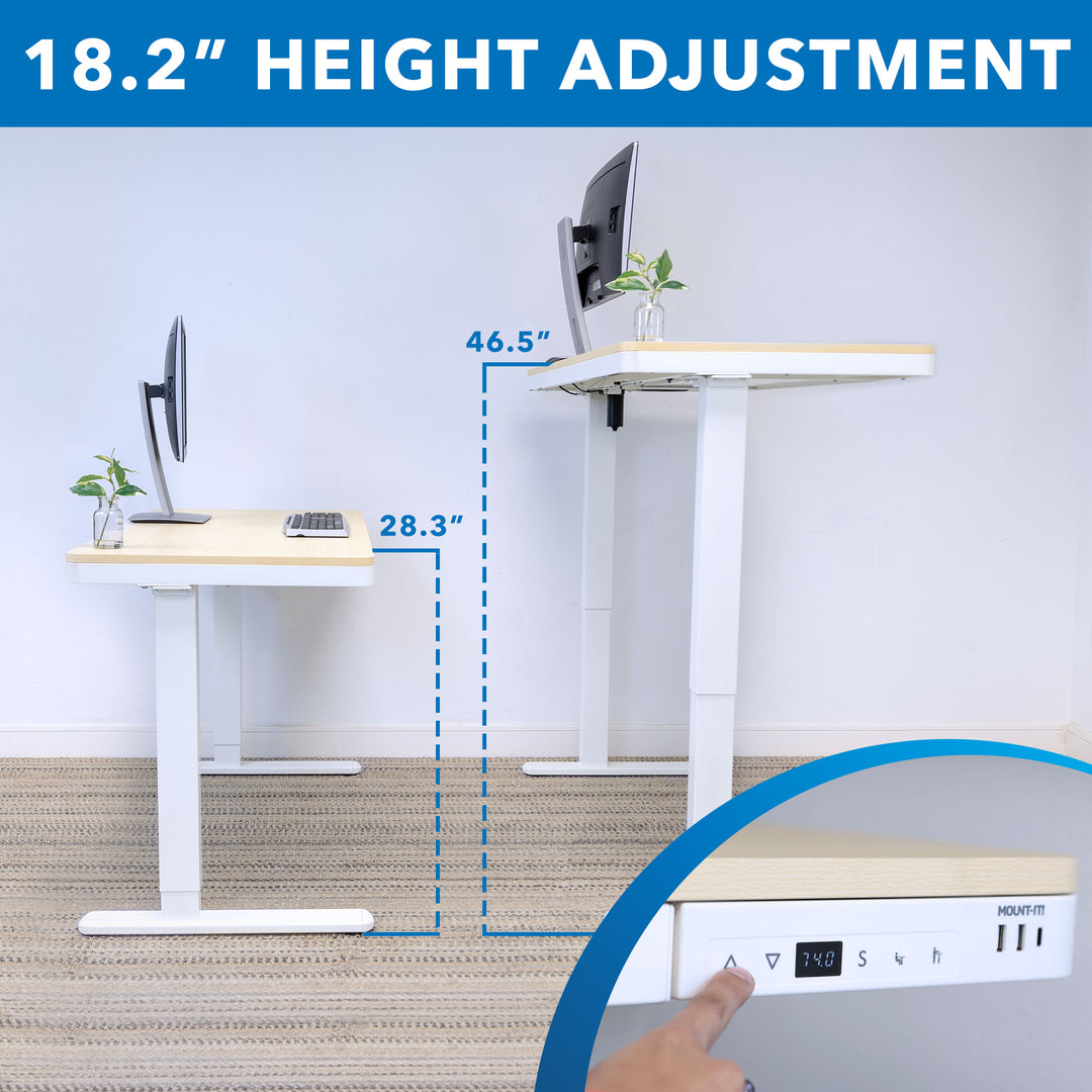 Mount It - Compact Height Adjustable Sit-Stand Desk with Drawer