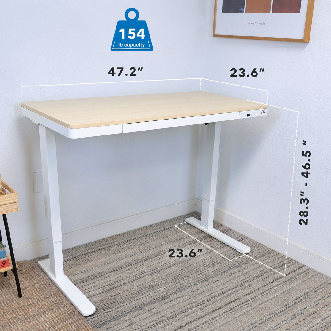 Mount It - Compact Height Adjustable Sit-Stand Desk with Drawer