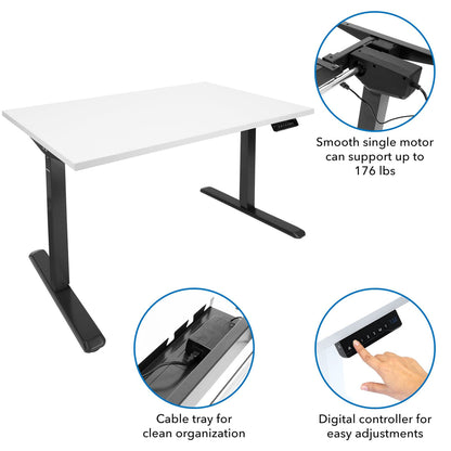 Electric Standing Desk with 48" Tabletop - Black Base