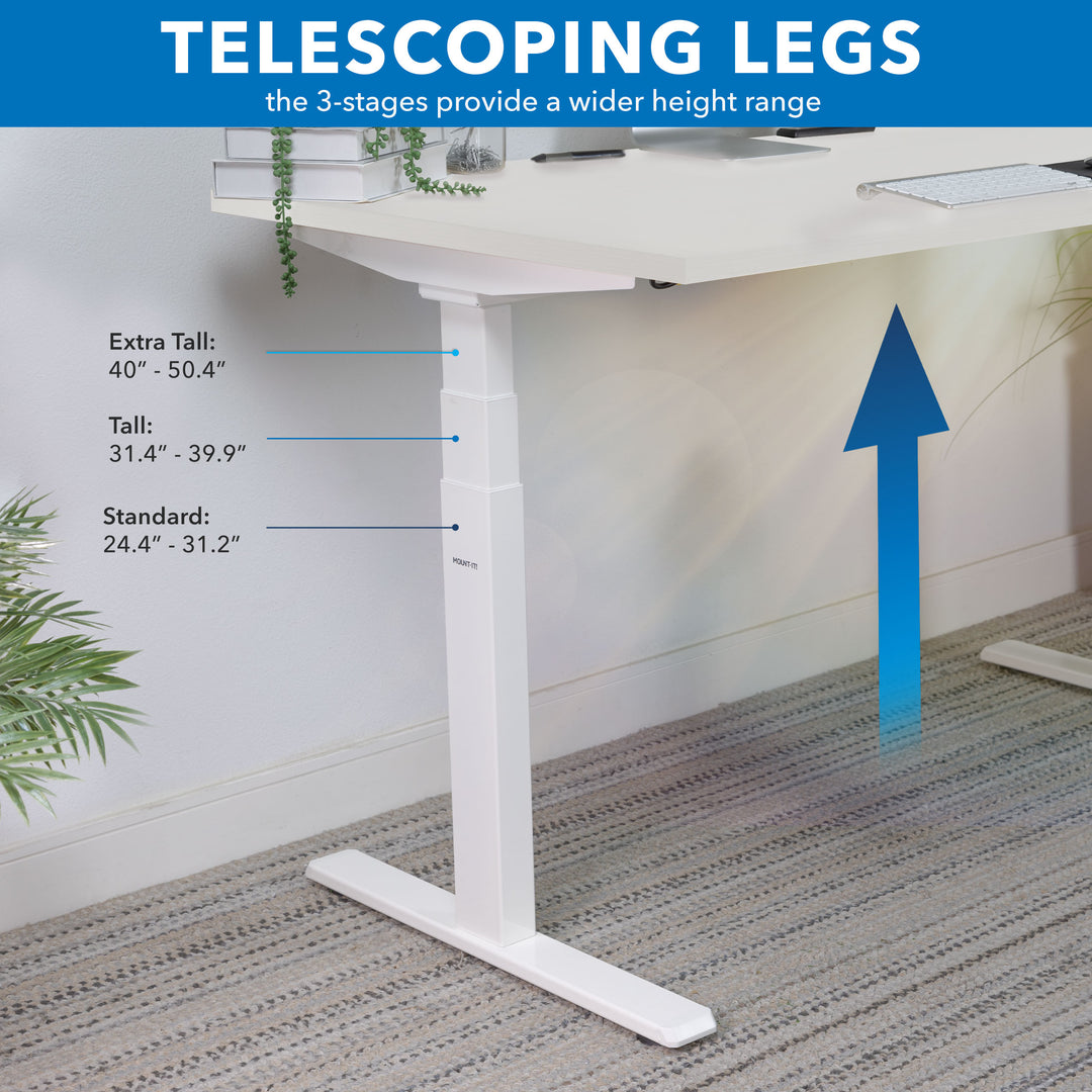 Ultimate Dual Motor Electric Standing Desk with 48" Tabletop - White Base