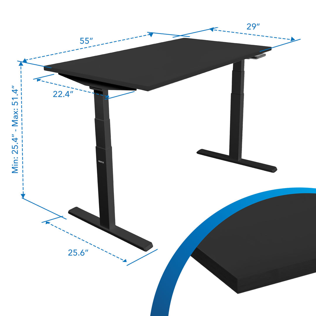 Ultimate Dual Motor Electric Standing Desk with 55" Tabletop - Black Base