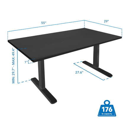 Electric Standing Desk with 55" Tabletop - Black Base