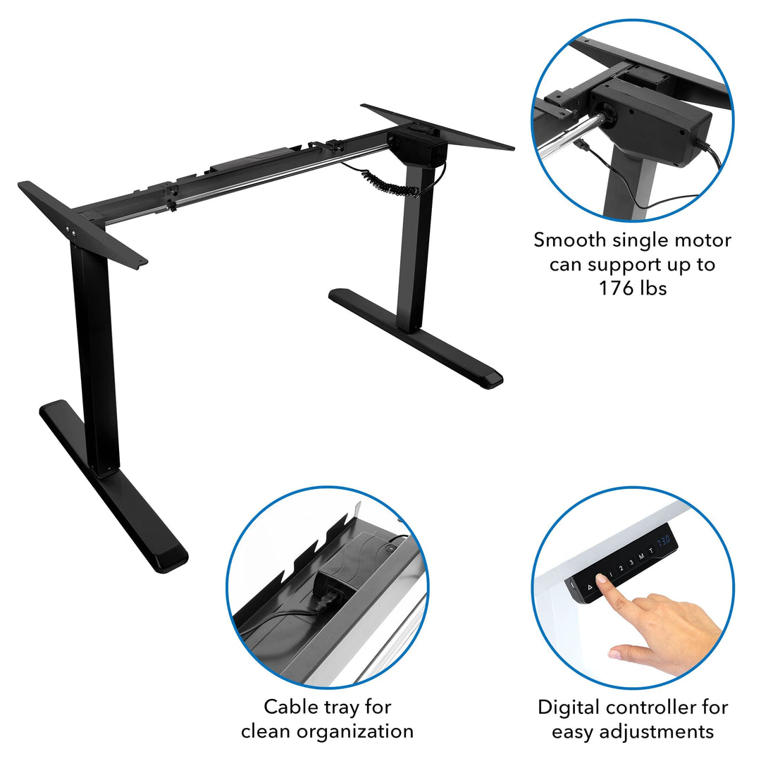 Electric Standing Desk with 55" Tabletop - Black Base