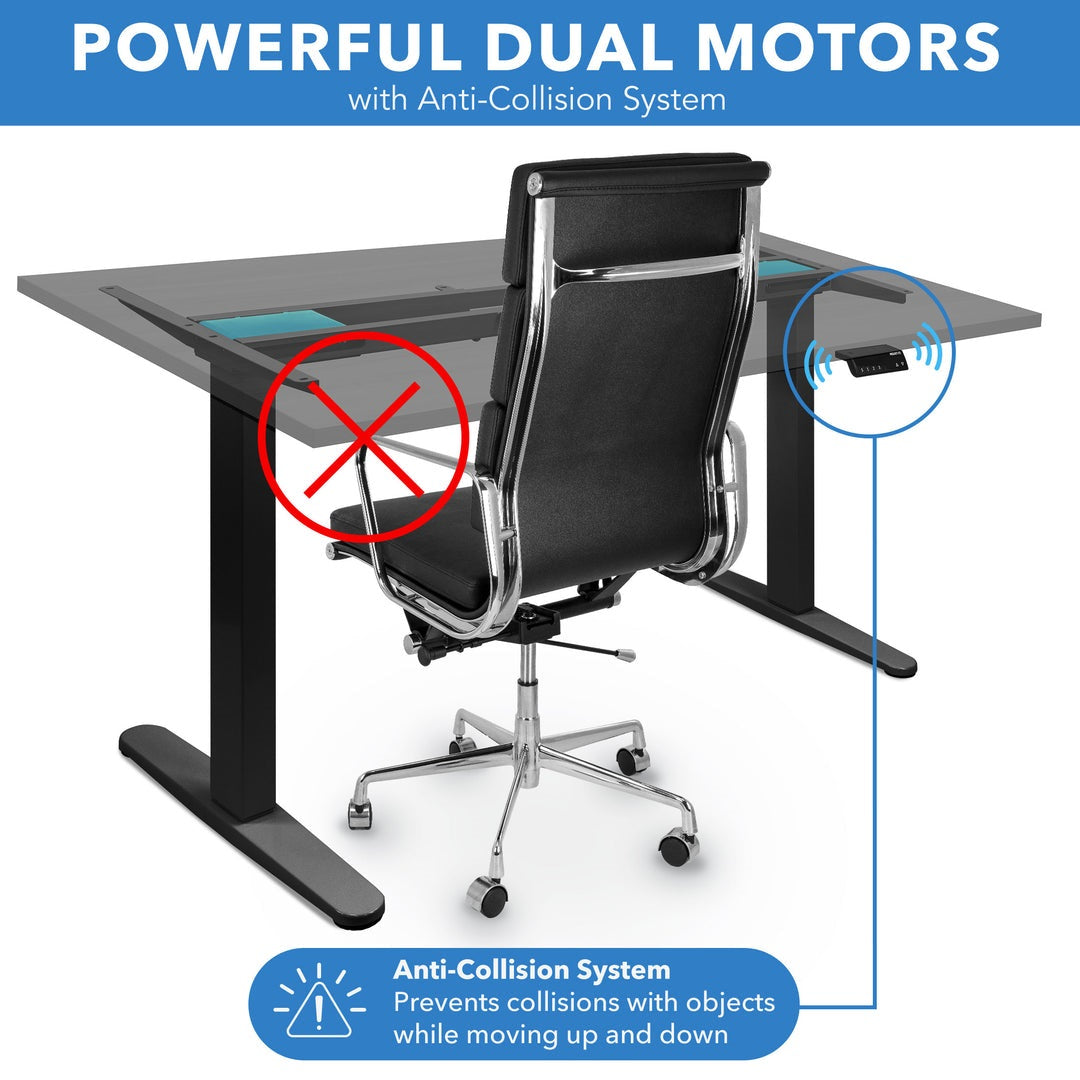 Mount It - Dual Motor Electric Standing Desk with 55" Tabletop - Black Base