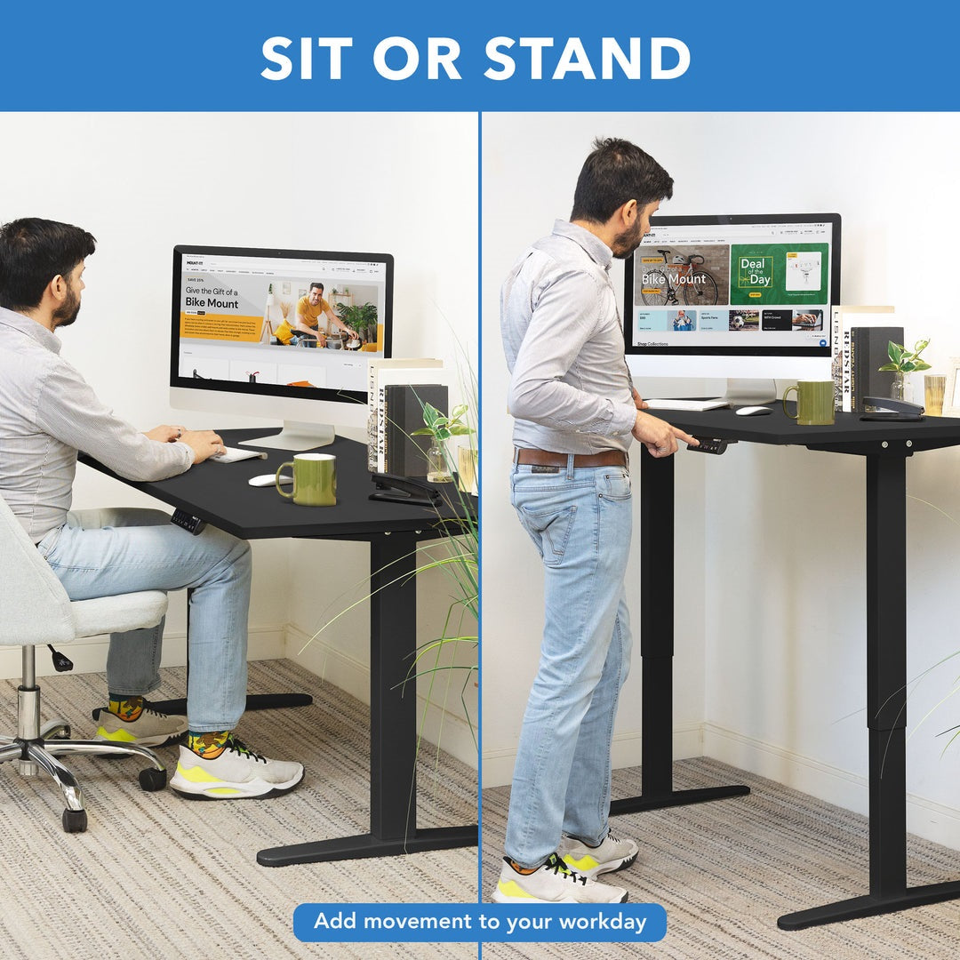 Mount It - Dual Motor Electric Standing Desk with 55" Tabletop - Black Base