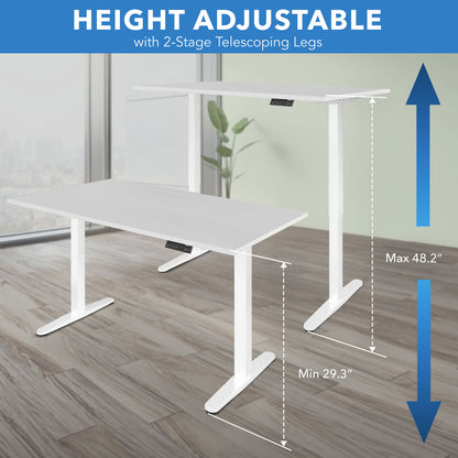 Mount It Dual Motor Electric Standing Desk with 55" Tabletop - White Base