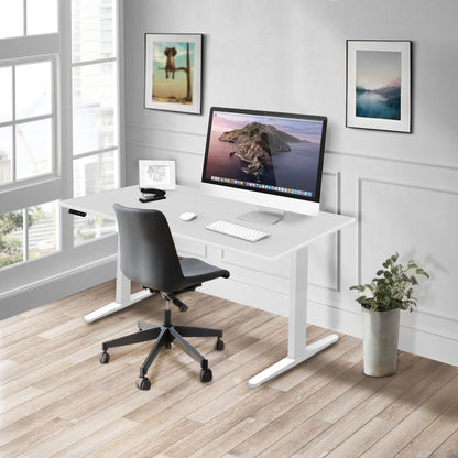 Mount It Dual Motor Electric Standing Desk with 55" Tabletop - White Base