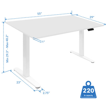 Mount It Dual Motor Electric Standing Desk with 55" Tabletop - White Base