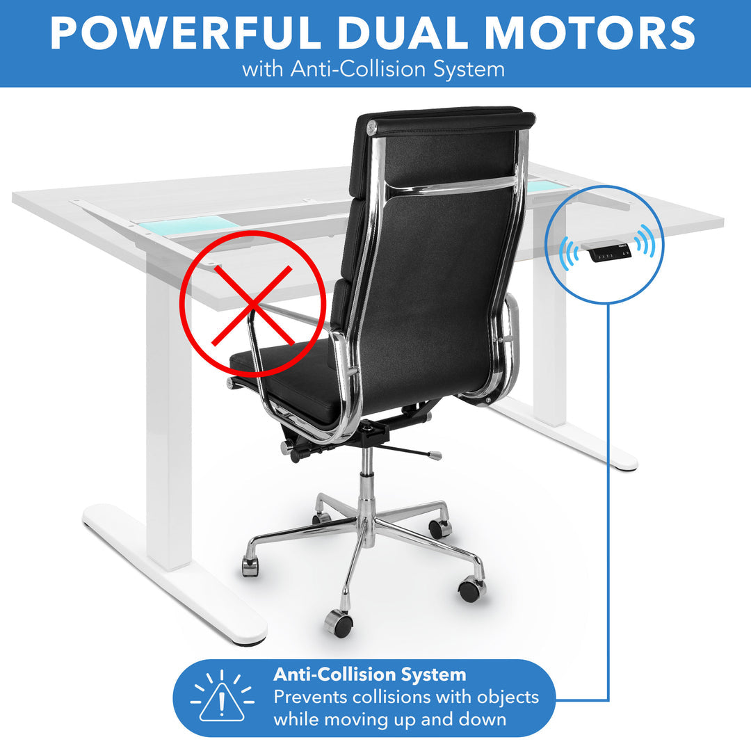 Mount It Dual Motor Electric Standing Desk with 55" Tabletop - White Base