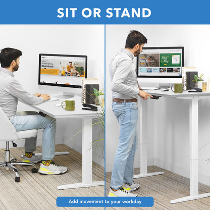 Mount It Dual Motor Electric Standing Desk with 55" Tabletop - White Base