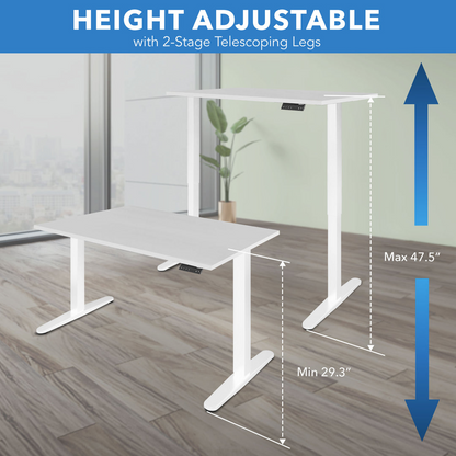 Dual Motor Electric Standing Desk with 48" Tabletop - White Base