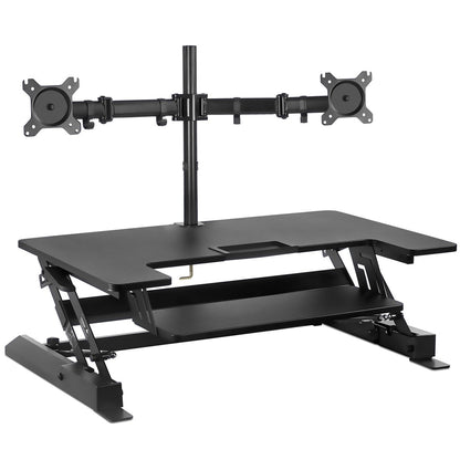 Sit-Stand Desk Converter with Dual Monitor Mount