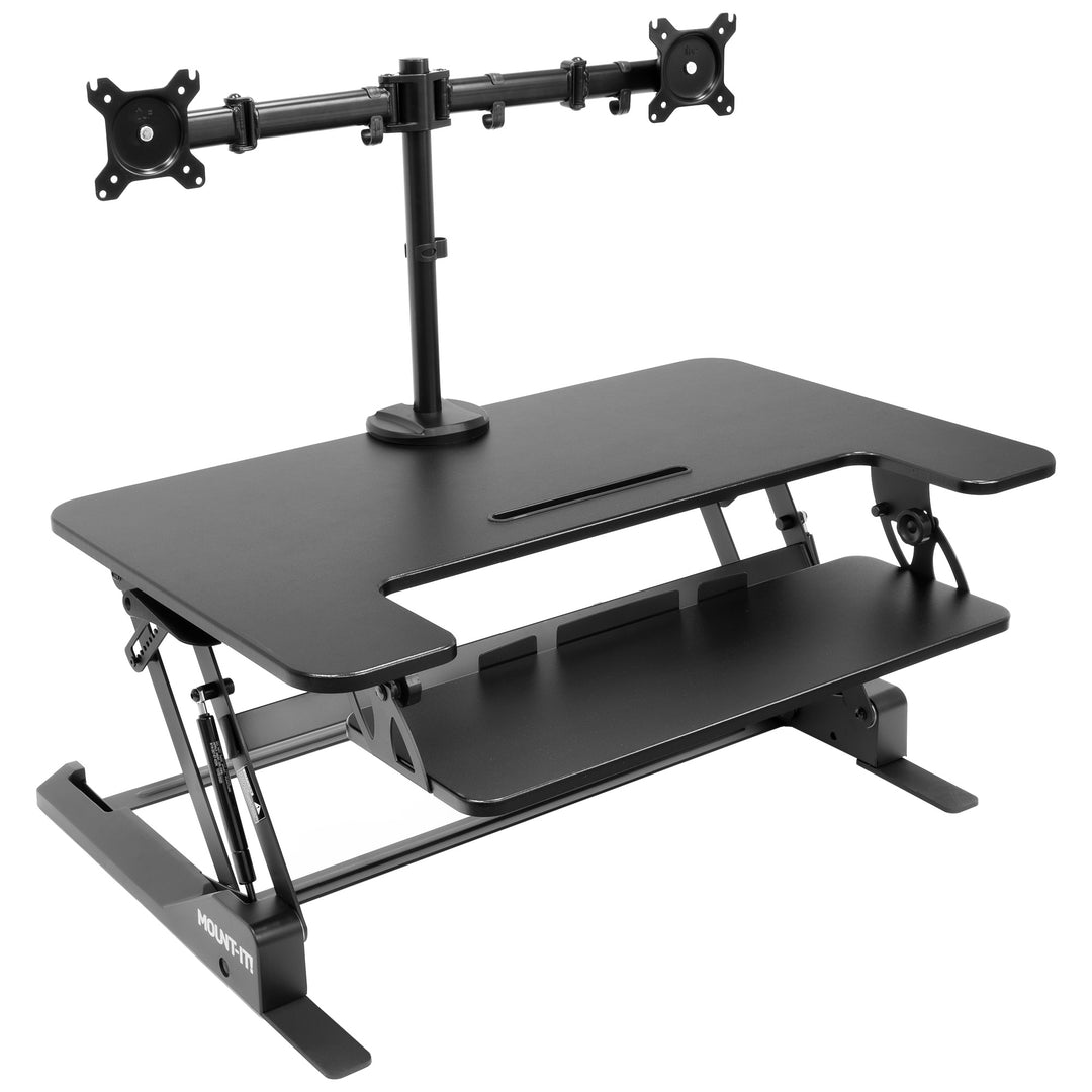 Sit-Stand Desk Converter with Dual Monitor Mount