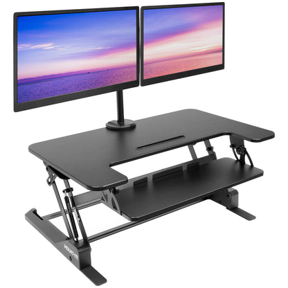 Sit-Stand Desk Converter with Dual Monitor Mount