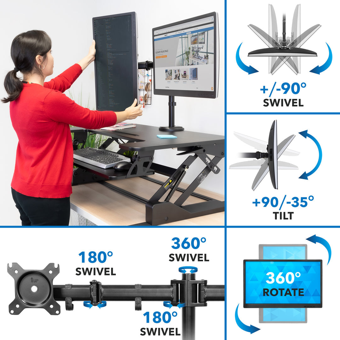 Sit-Stand Desk Converter with Dual Monitor Mount