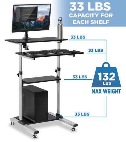 Mount It - Height Adjustable Rolling Stand up Desk MI-7940