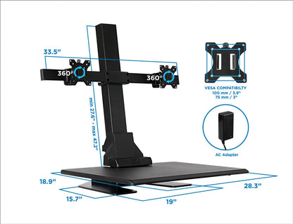 Wide Motorized Sit-Stand Desk Converter