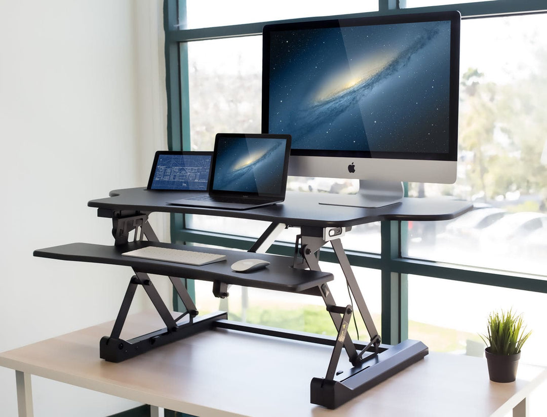 Electric Standing Desk Converter with Large Platform | MI-7962