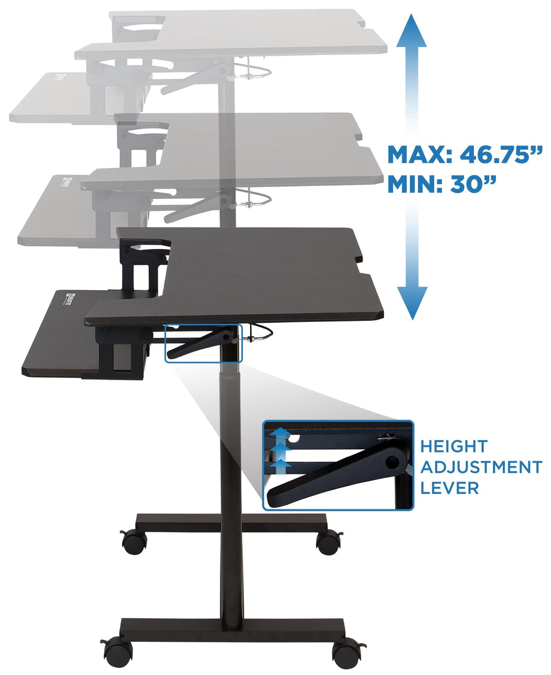 Mount It - Mobile Sit-Stand Desk with Large Top and Retractable Keyboard