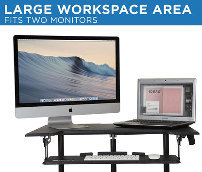 Mount It - Mobile Sit-Stand Desk with Large Top and Retractable Keyboard