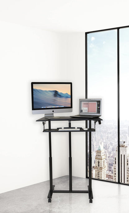 Mount It - Mobile Sit-Stand Desk with Large Top and Retractable Keyboard