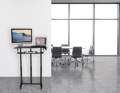 Mount It - Mobile Sit-Stand Desk with Large Top and Retractable Keyboard