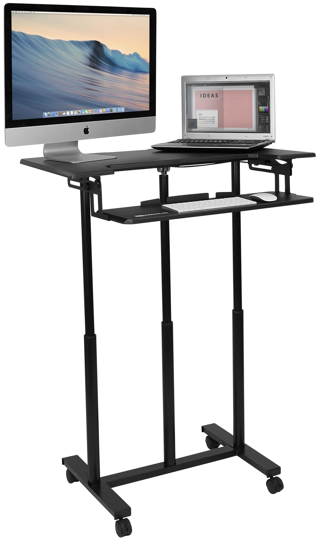 Mount It - Mobile Sit-Stand Desk with Large Top and Retractable Keyboard