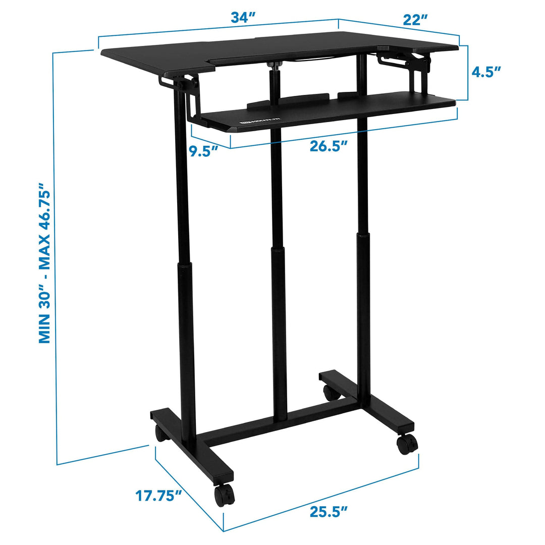 Mount It - Mobile Sit-Stand Desk with Large Top and Retractable Keyboard