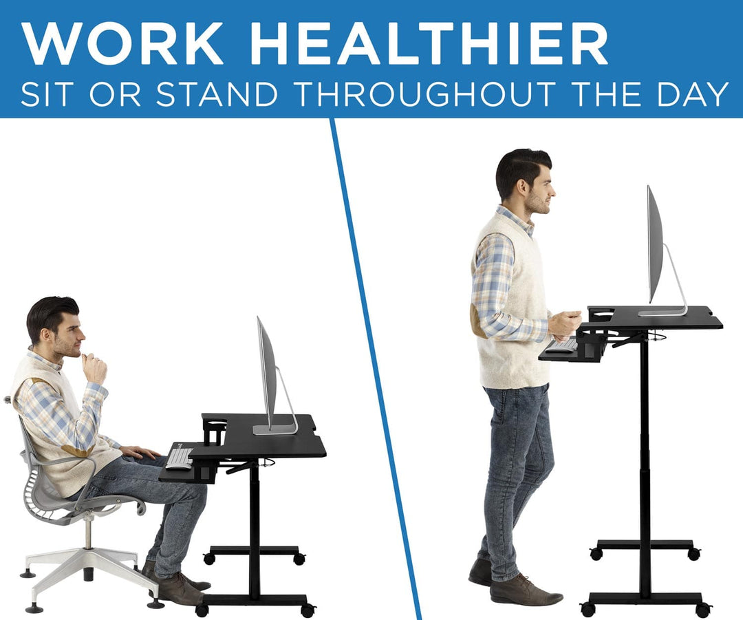 Mount It - Mobile Sit-Stand Desk with Large Top and Retractable Keyboard