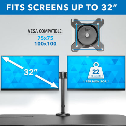 Extra Wide Sit-Stand Desk Converter with Dual Monitor Mount