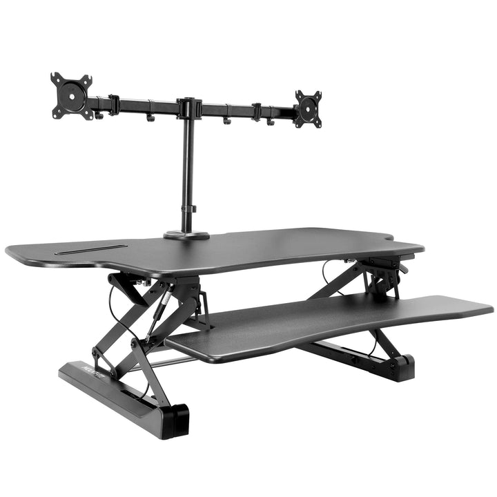 Extra Wide Sit-Stand Desk Converter with Dual Monitor Mount