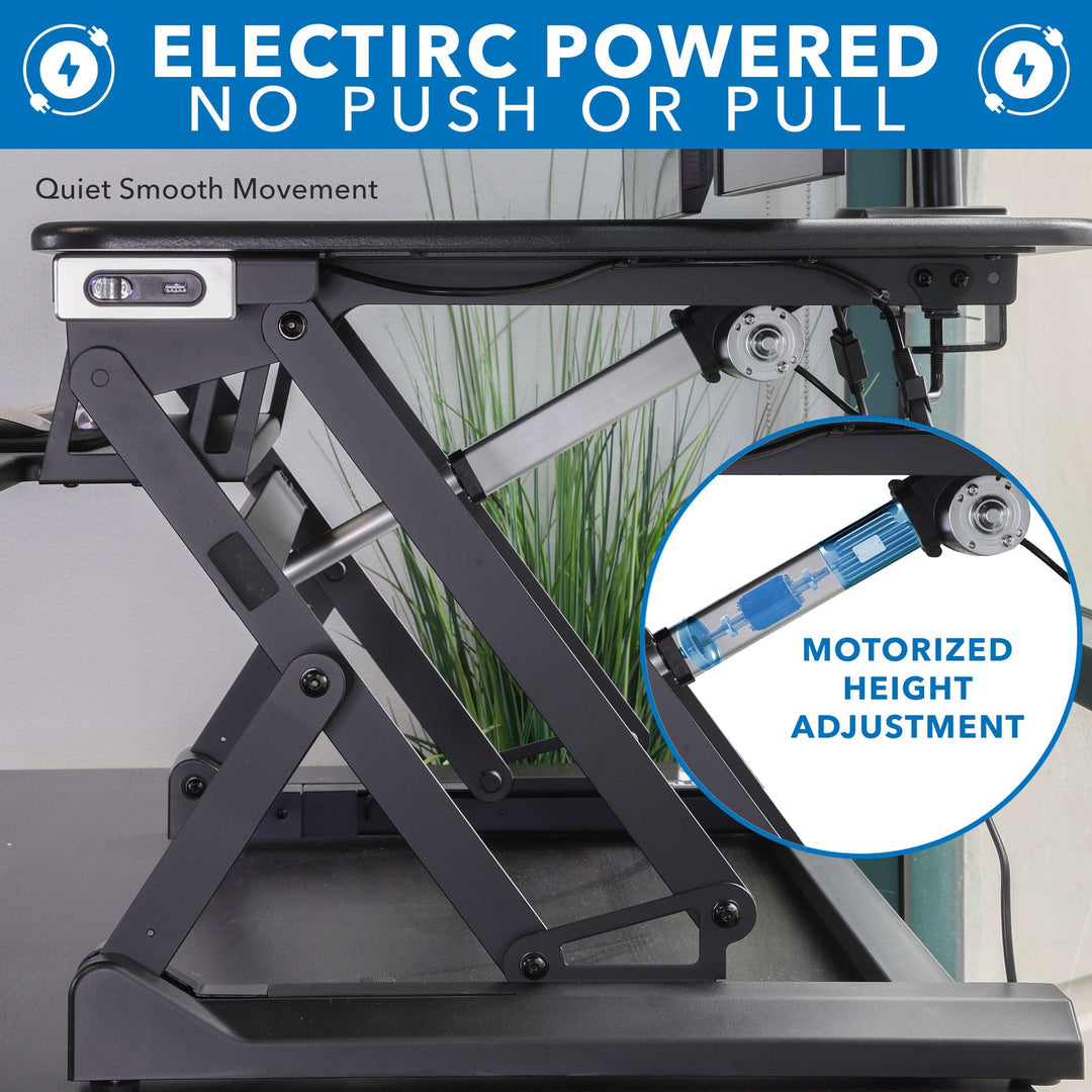 Electric Sit-Stand Desk Converter with Dual Monitor Mount