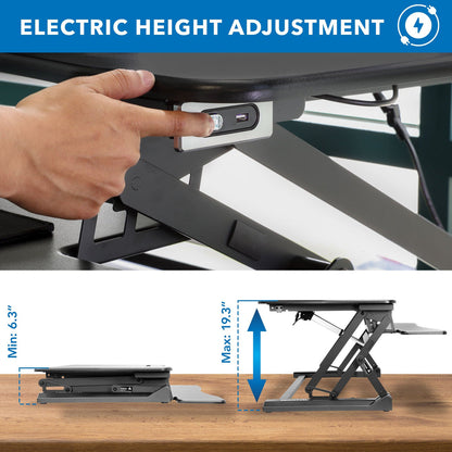 Electric Sit-Stand Desk Converter with Dual Monitor Mount