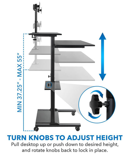 Mount It - Height Adjustable Rolling Stand up Desk MI-7972B