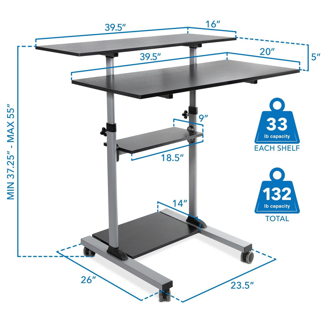 Mount It - Height Adjustable Rolling Stand up Desk MI-7970