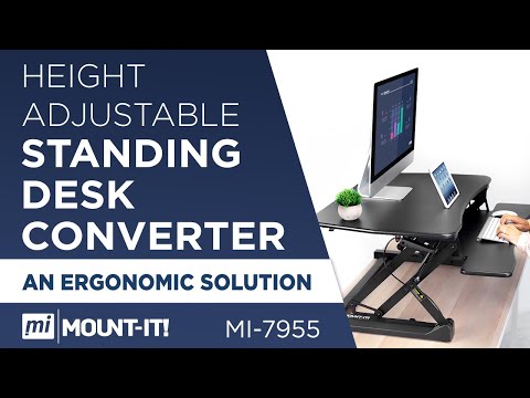 Mount It - Standing Desk Sit-Stand Desk Converter Height Adjustable, Large Surface Area