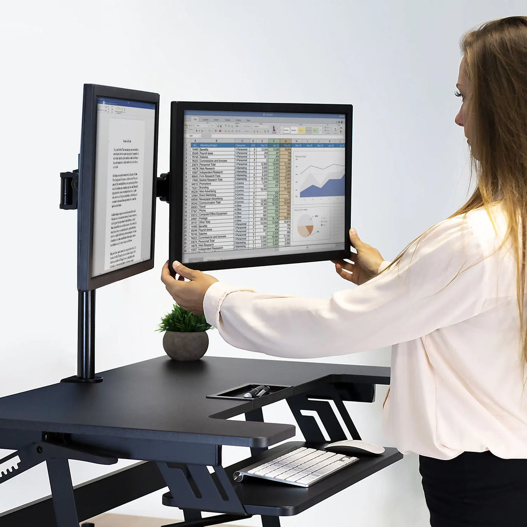 Sit-Stand Desk Converter with Dual Monitor Mount