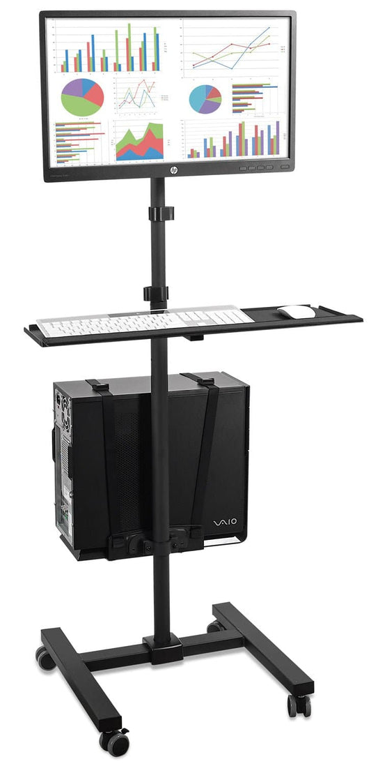 Mount It - Mobile Cart With Monitor Mount & CPU Holder