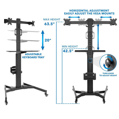 Mobile PC Workstation for Dual Monitors