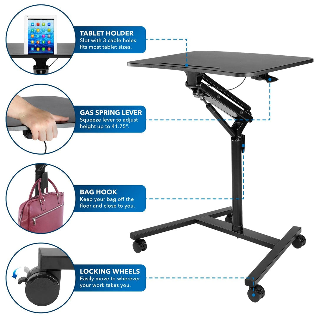 Mount It - Mobile Standing Desk with Locking Wheels