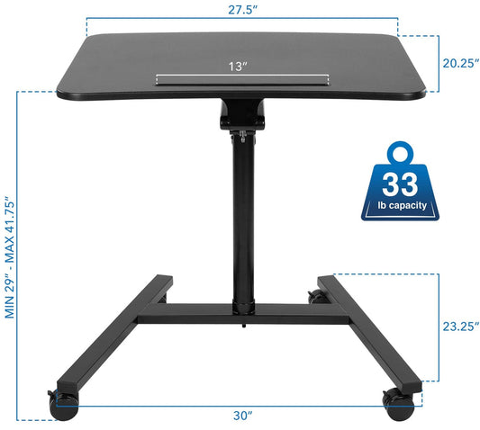 Mount It - Mobile Standing Desk with Locking Wheels