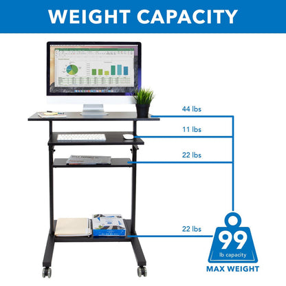 Mount It - Mobile Standing Desk with Retractable Keyboard