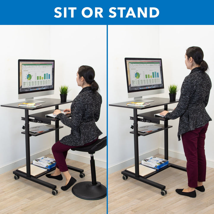 Mount It - Mobile Standing Desk with Retractable Keyboard