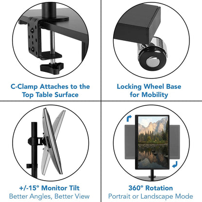 Mount It - Rolling Computer Work Station with Monitor Mount