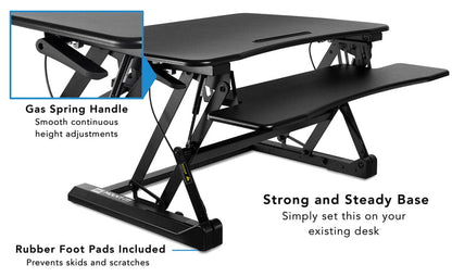 Mount It - Standing Desk Sit-Stand Desk Converter Height Adjustable, Large Surface Area